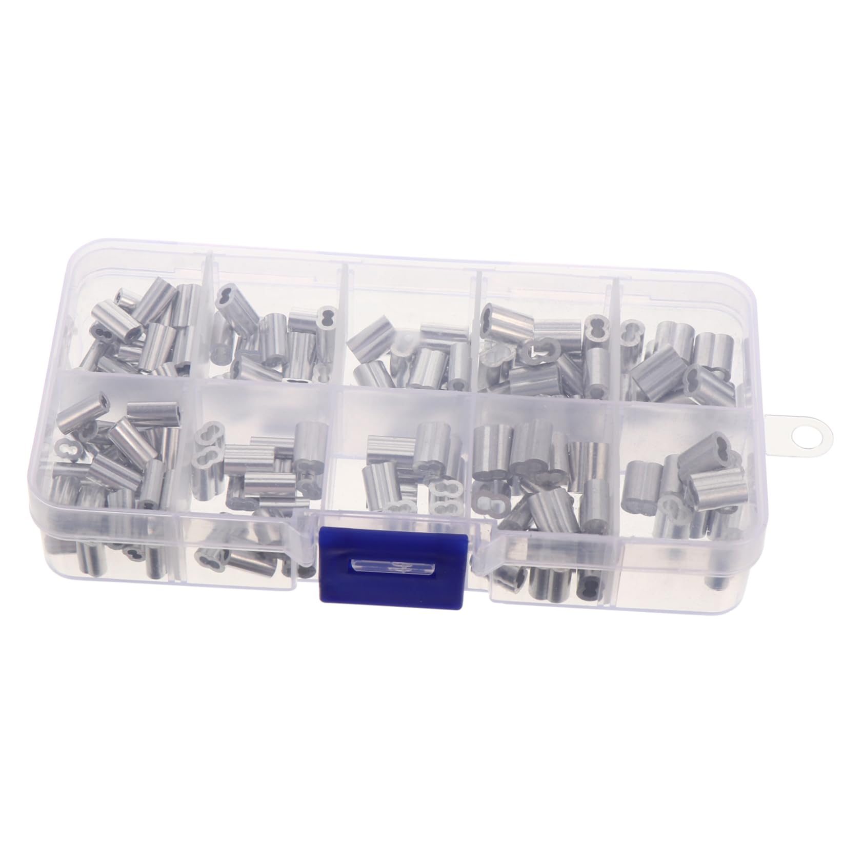 FUNOMOCYA 150 Pcs 8-Shaped Aluminum Sleeve Double Barrel Crimping Loop Sleeve Kit Hardwares Fishing Wire Crimps Fishing Line Crimp Sleeves Fishing Line Connector Accessories Silver