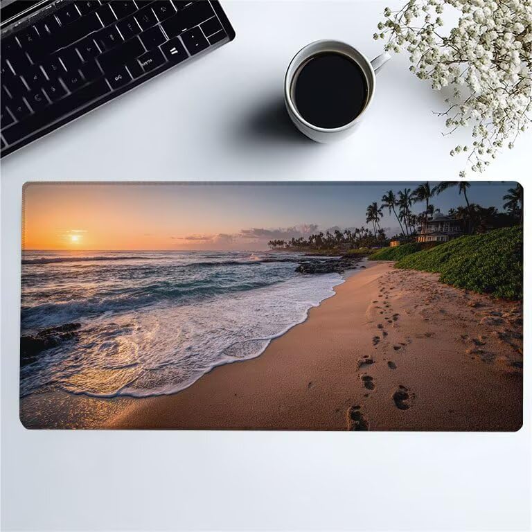 Podkładka pod mysz do gier plaża duża podkładka pod mysz 1200 x 600 x 3 mm podkładka pod mysz wschód słońca gładka powierzchnia antypoślizgowa gumowa podstawa pod ręką biurko akcesoria do gier dla
