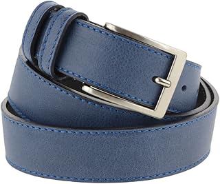 Cintura uomo in vera pelle blu, artigianale, made in Italy