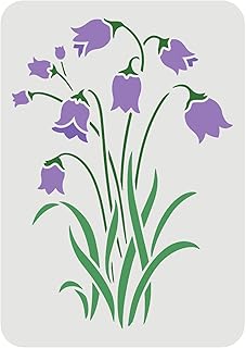 FINGERINSPIRE Campanula Stencil 29.7x21cm Bluebell Drawing Painting Stencils Plastic Bell Flower Stencils Rectangle Reusable Flowers DIY Home Decor Stencil for Wood Floor Wall Window Decor