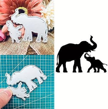 Mother Elephant and Baby Elephant Die Cuts for Card Making, Animal Cutting Dies, Metal Die Cutting Mold, Scrapbooking Dies, DIY Etched Embossing Stencil for Crafts