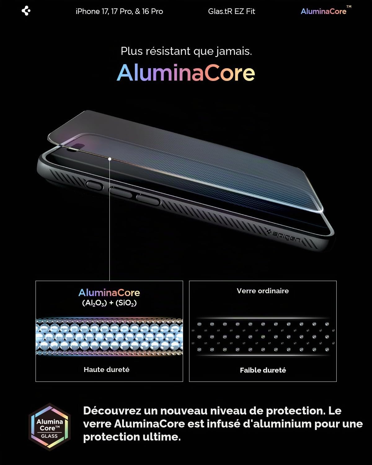 Spigen Glas.tR EZ Fit Verre Trempé pour iPhone 17, iPhone 17 Pro, iPhone 16 Pro, 2 Pièces, Installation Facile, Dureté 9H, Résistant aux Rayures, Protection écran