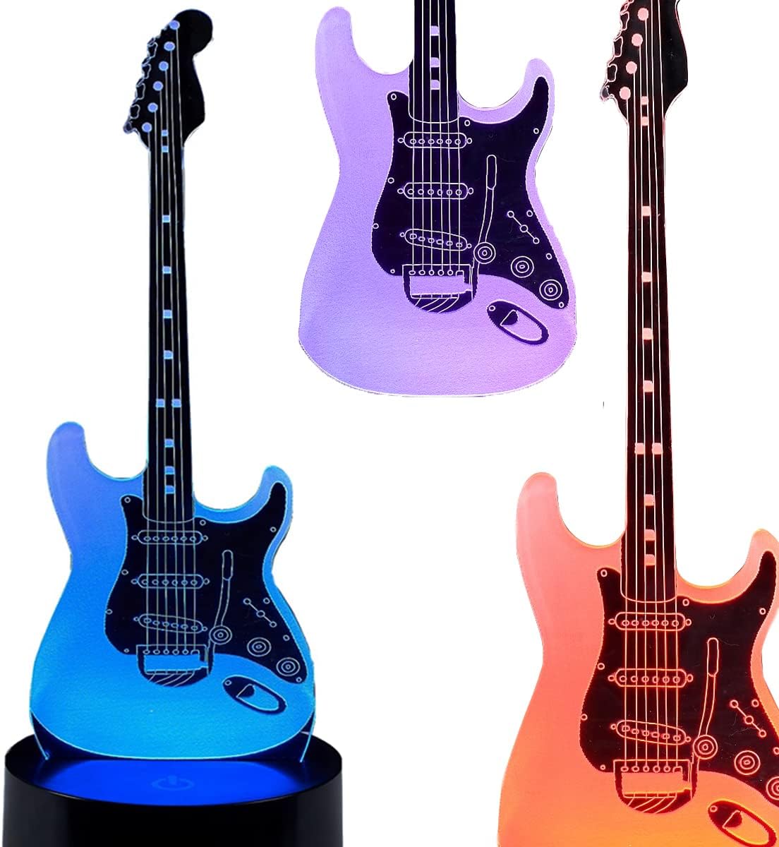3D Night Light,Acrylic, Electric Guitar Modern 3D Illusion LED 7 Color Changing USB Touch Sensor Table Lamp for Children Gift