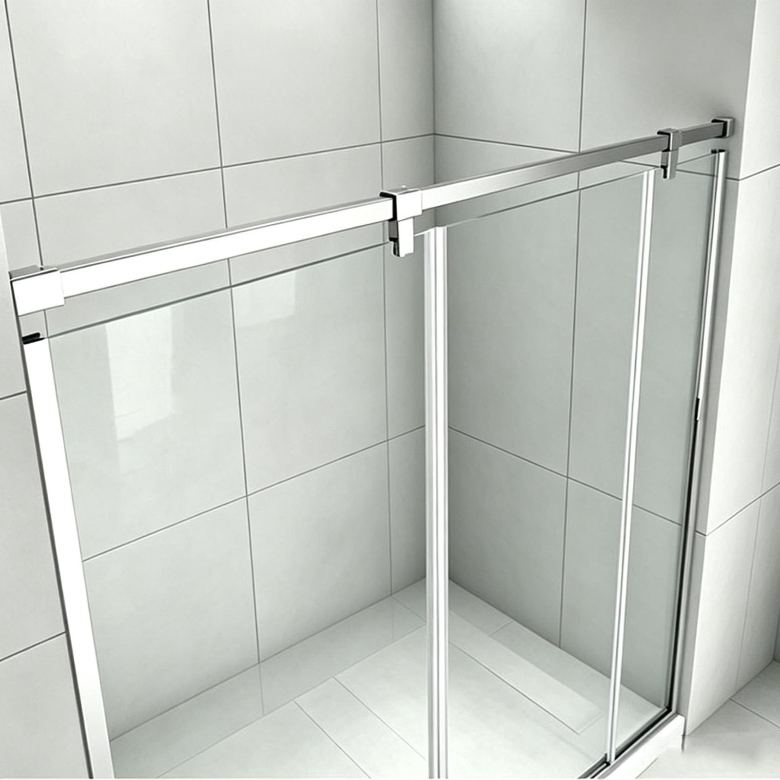 Wahhwf Black Double-Fixed Shower Glass Support Rods, /Gold/Silver Stainless Steel Wall-To-Wall Shower Door Support Rod For Securing Frameless Glass Shower Door(,190Cm/74.8In)