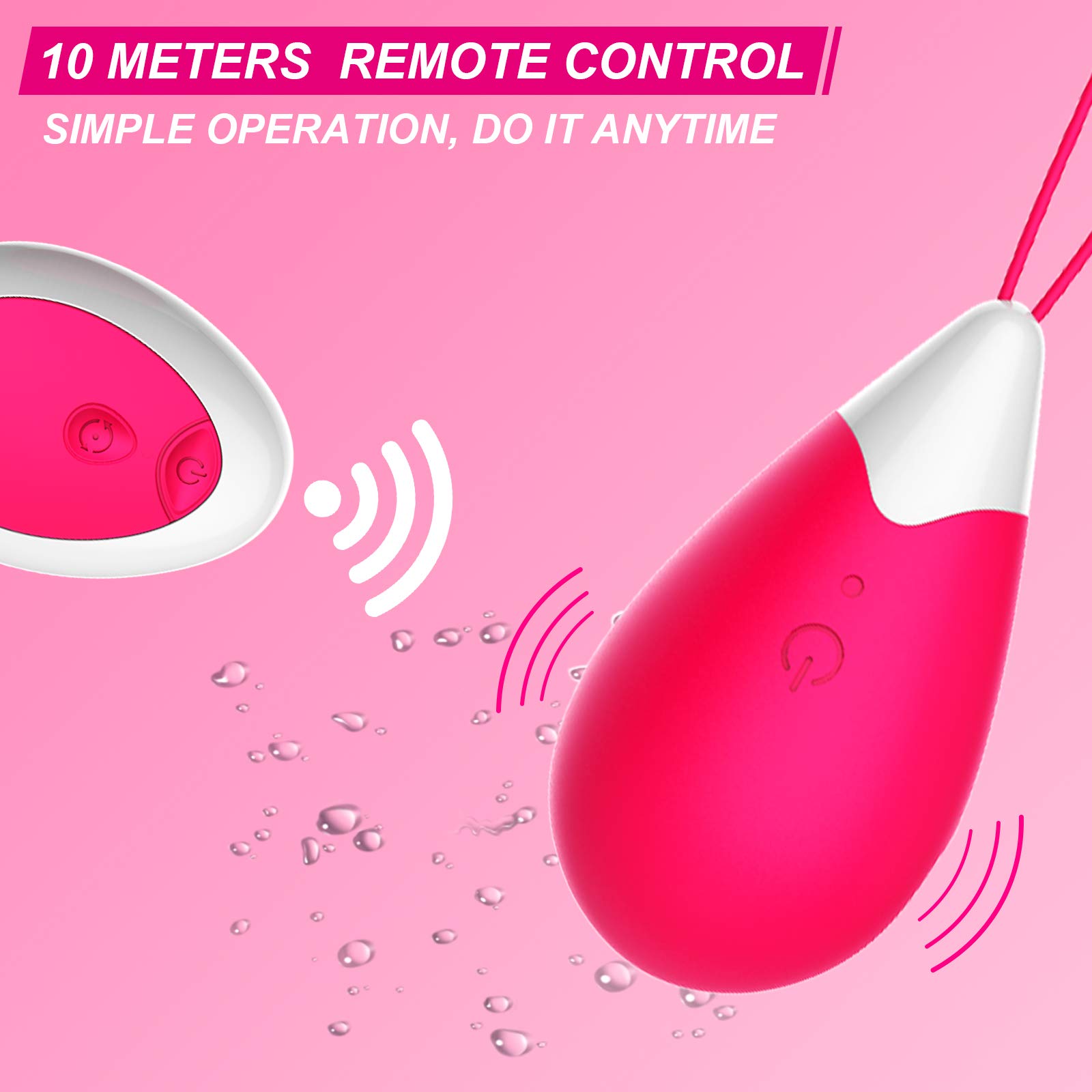 Boule de Geisha, Masseur Feminin Exerciseur Renforcer Portable Silicone Sans Fil 10 Modes, Souple et Étanche avec Télécommande pour Femme Renforcer les Muscle Plancher Pelvien (Rosa)