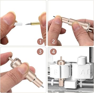 Fine-Cut Blade for Cricut Maker 4/3/Explore Air 3/Air 2/One 6 Replacement Blades with Casing Blade for Cricut (30°/45°/60°) for 1.5 mm Thick Cardstock/Vinyl/Cork/Fabric (Gold)