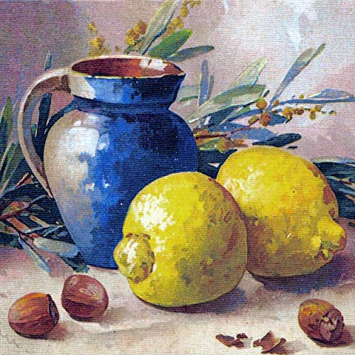 Still Life Pot Lemon by Catherine Klein Accent Tile Mural Kitchen Bathroom Wall Backsplash Behind Stove Range Sink Splashback One Tile 4.25