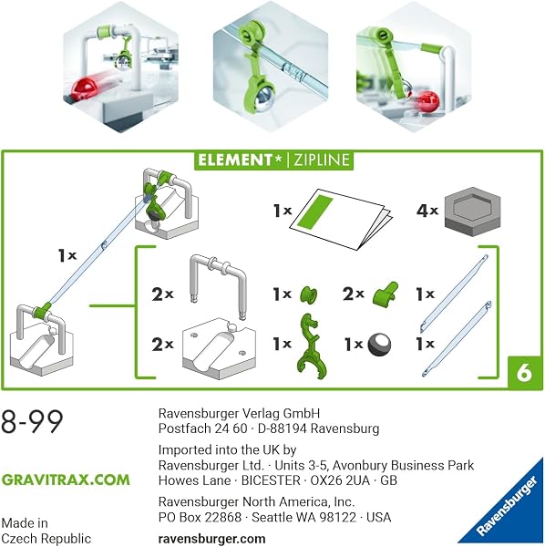 Ravensburger GraviTrax Element Zipline 27472 - Erweiterung für Deine Kugelbahn - Murmelbahn und Konstruktionsspielzeug ab 8 Jahre - Geburtstagsgeschenke - 4