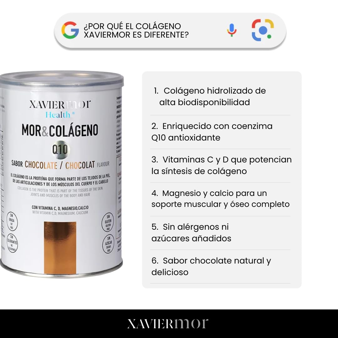 Colágeno + Q10 Chocolate 300 g – Suplemento con Colágeno Hidrolizado, Coenzima Q10, Magnesio, Calcio, Vitaminas C & D – Apoyo para Piel, Articulaciones y Energía Celular