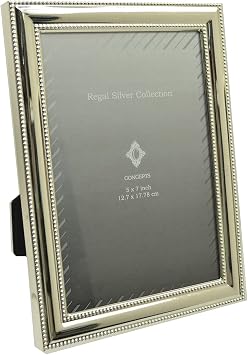 Concepts Regal Silver Collection Picture Frames Double Beaded Design Metal Frame Silver 5x7 Double Beaded Silver