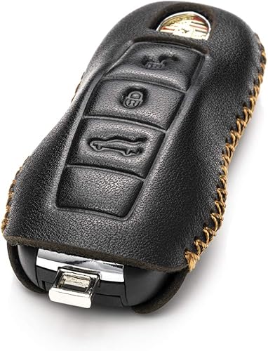 Miniatura 8 de Vitodeco Funda inteligente de cuero genuino con correa de cuero compatible con Porsche 718 Porsche 911 Porsche Panamera Porsche Cayenne 4 botones