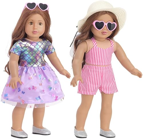 Miniatura 4 de Juego de accesorios de ropa de muñeca de 18 pulgadas, maleta de tamaño grande, accesorios de muñeca de moda para muñecas de 18 pulgadas