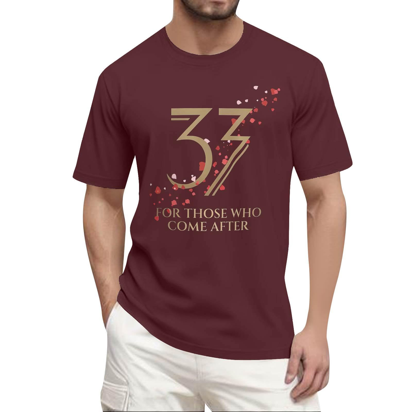 Unisex Expedition 33 Merch Clair Obscur Expedition 33 Game Shirt Printed Short Sleeves Top for Men Game Fans 01-Wine L