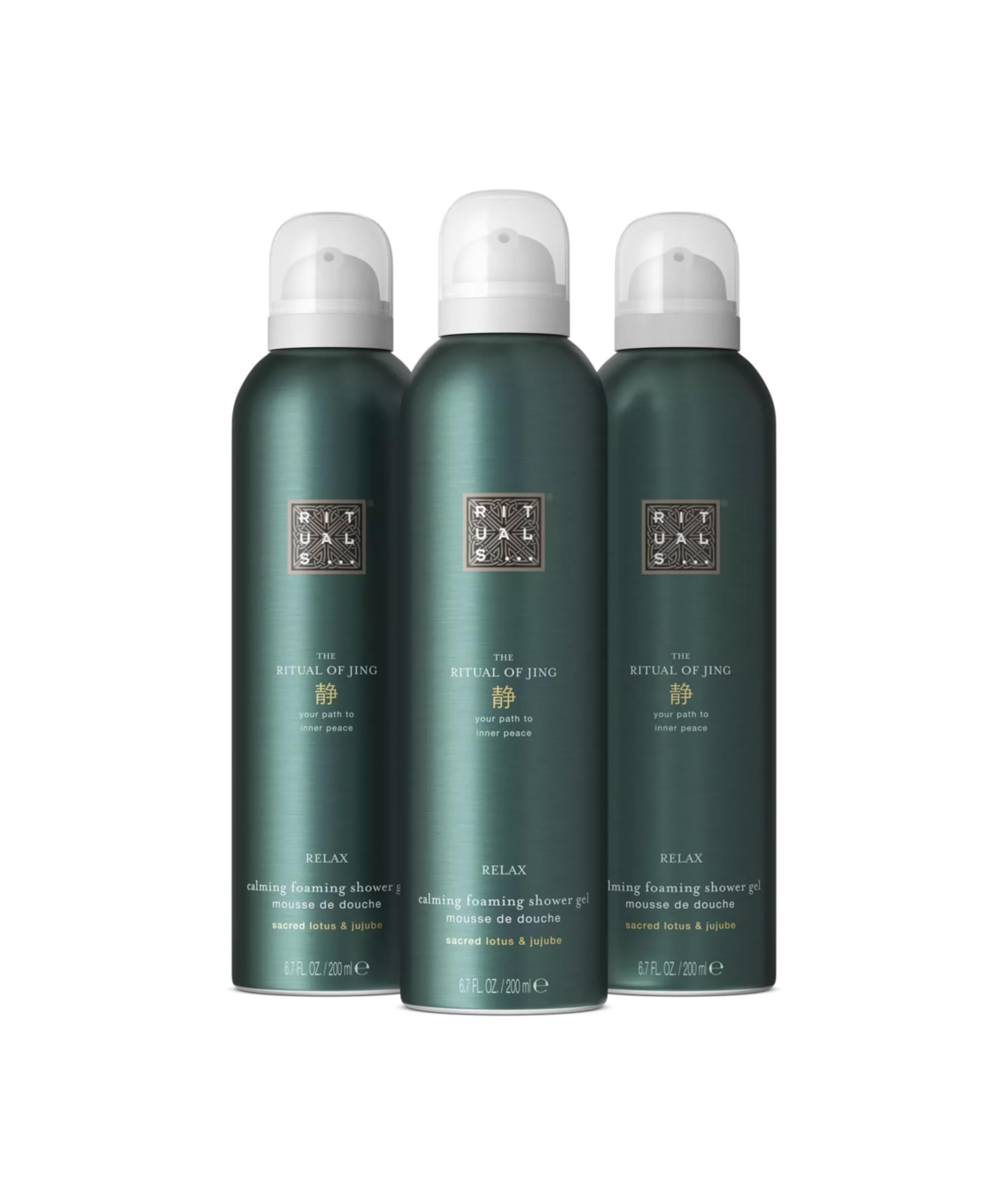 RITUALSShower Foam The Ritual of Jing, value pack - Gel with Lotus Flower and Jujube, Calming Foaming Gel, 3 x 200ml