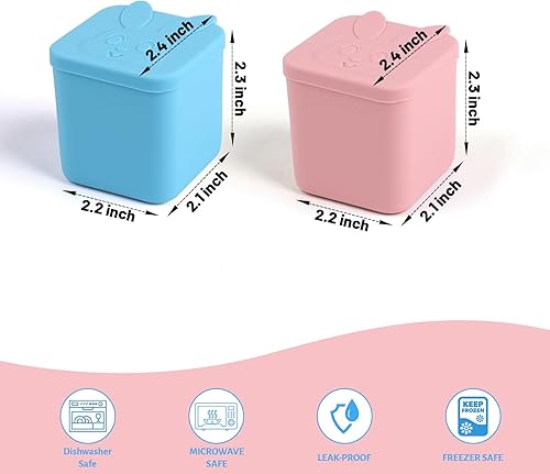 Miniatura 4 de Moukiween Recipientes de inmersión para la mayoría de loncheras Bento, recipiente de silicona a prueba de fugas de 4 onzas para aderezo de ensalada,