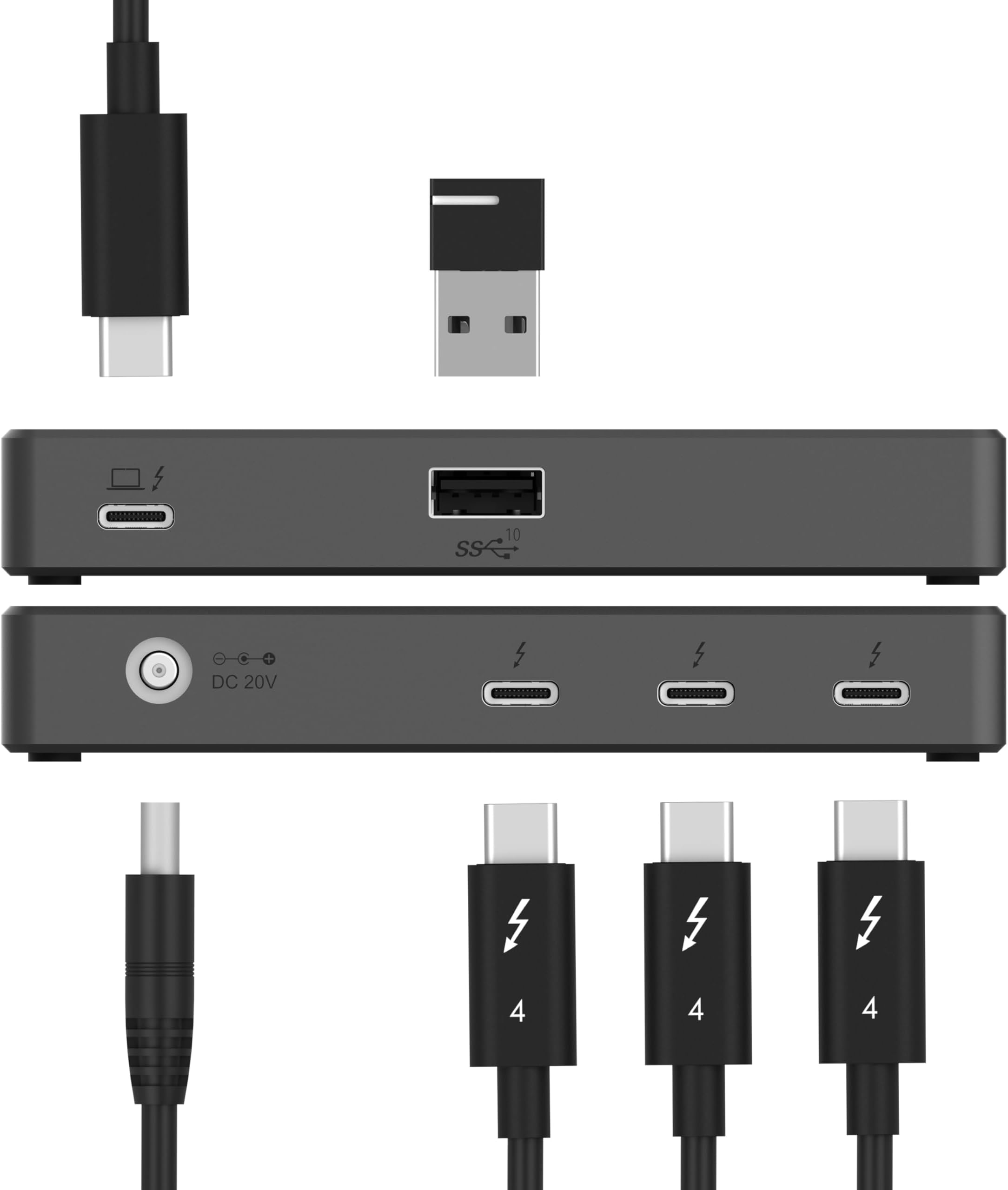 SABRENT Thunderbolt 4 USB Hub, 60W Powered USB C Port, Super Speeds Up to 40Gbps, Supports 4K 5K 6K 8K @ 60Hz (DSC) Monitors, Certified TB4 Cable Included (HB-TBT4)