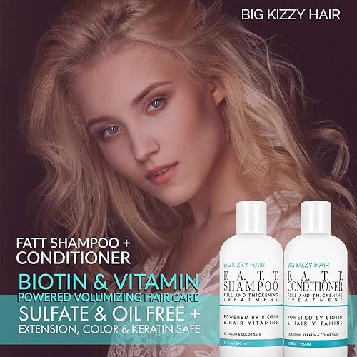Miniatura 3 de Big Kizzy f.a.t.t. Biotina Champú para cabello Extensiones, color & tratamientos de queratina – Más Grueso Fuller Hair