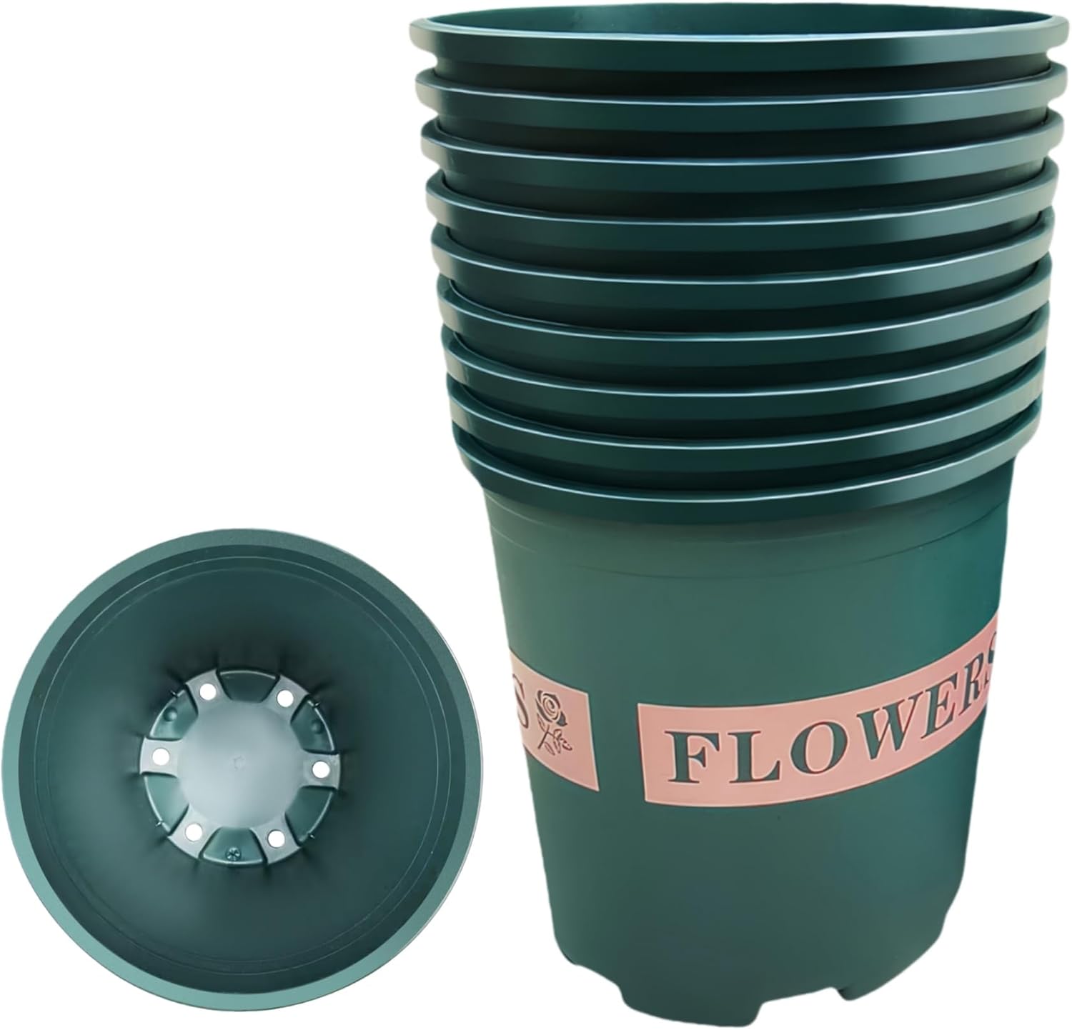 10Pcs 7 Gallon Plant Nursery Pot 14 inch Nursery Pot Green Plastic Planters with Drainage Holes Flower Seedling Injection Molded Container Suitable for Vegetables Flowers Plants