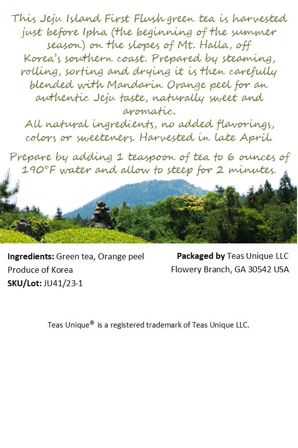 Miniatura 5 de Teas Unique Té verde coreano de la isla de Jeju con naranja mandarina, 3.53 oz