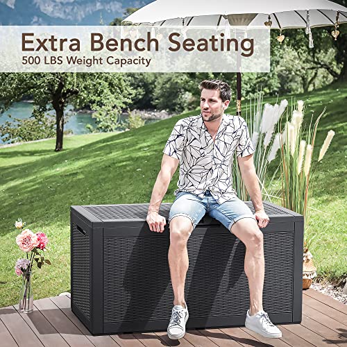 image for Homall 100 Gallon Large Resin Deck Box Waterproof Outdoor Storage with