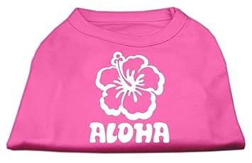 Mirage Pet Products Aloha Flower Screen Print Shirt, Medium, Bright Pink