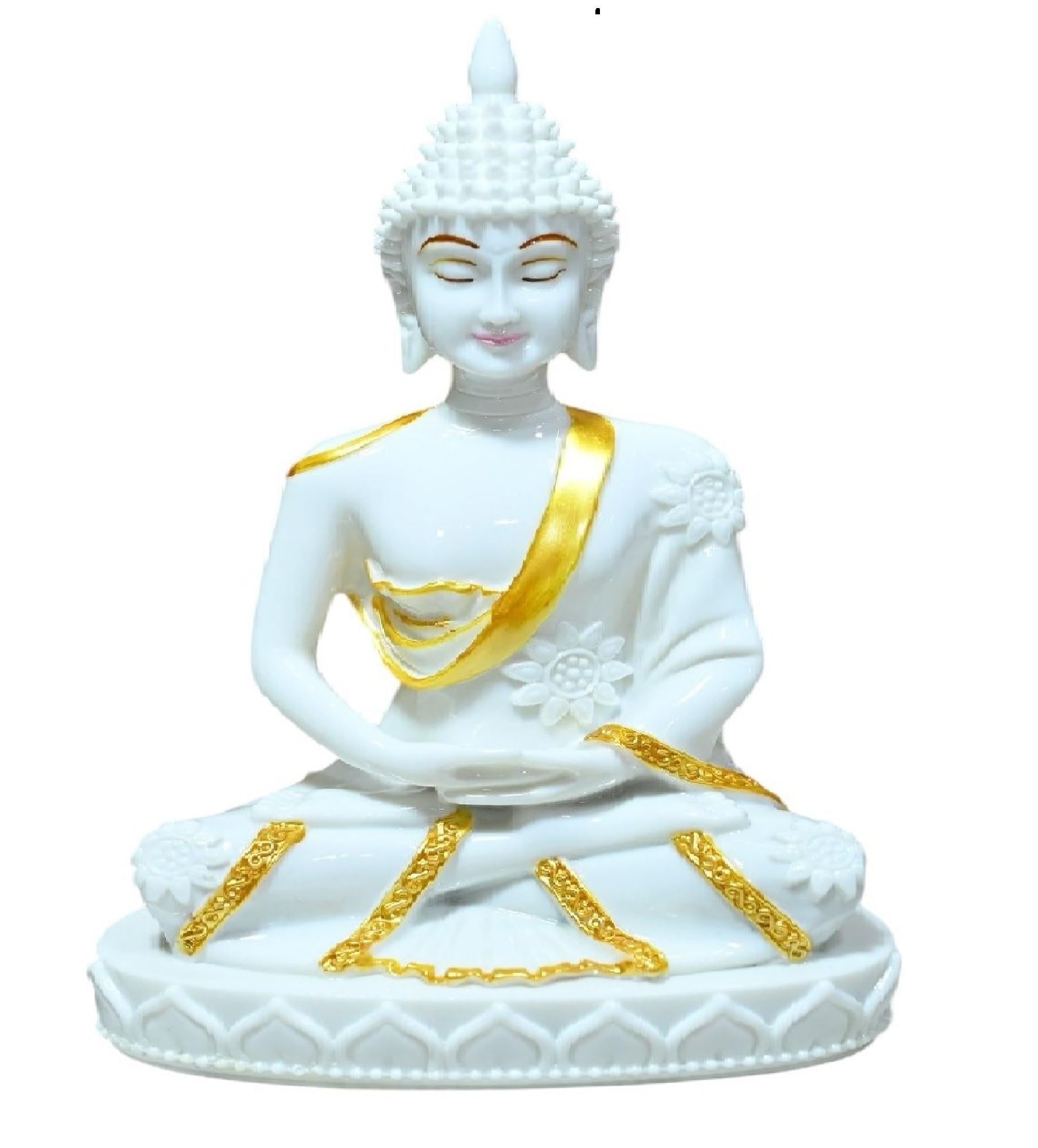 Statue de Bouddha méditant figurine Murti bouddhiste tibétain K4768 marbre