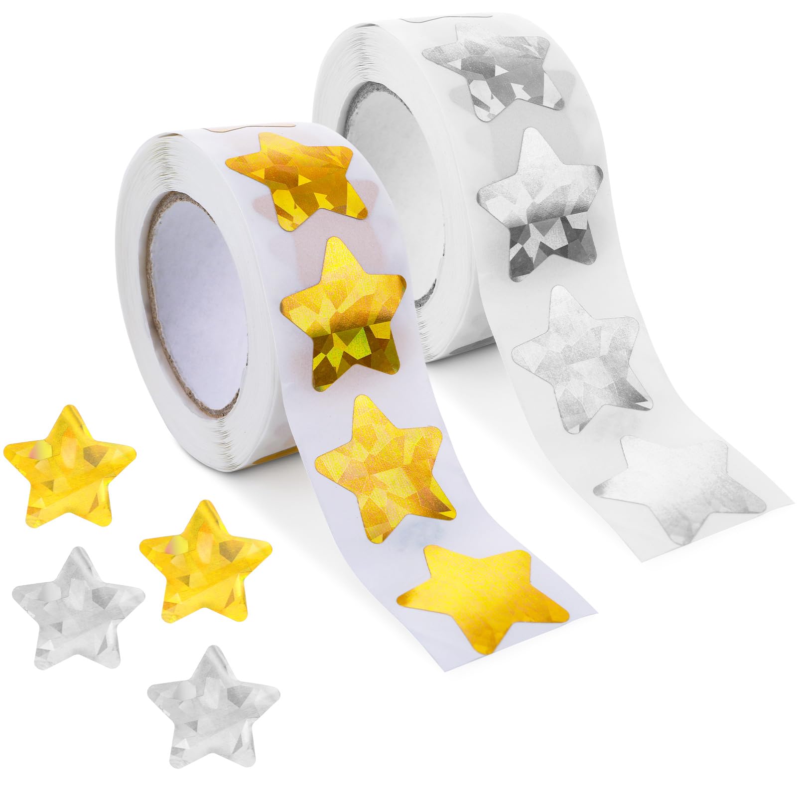 Ouligay 1000pcs Pegatinas Estrella Estrella de Oro Holográfica Pegatinas Estrella de Foil Pegatinas Autoadhesivas Estrella de Purpurina Pegatinas para DIY Manualidades Decoración de Navidad
