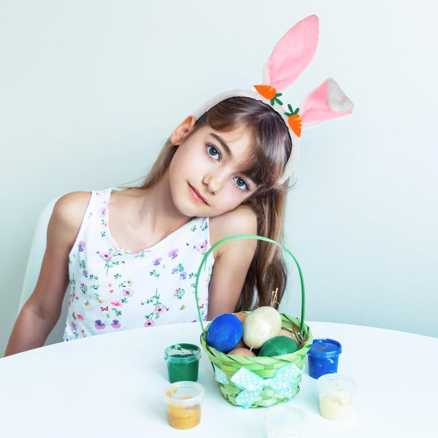 Bunny Ears Headbands: Halloween Bunny Ears Plush- Cosplay Hairbands Costume for Easter Animal Theme Party - Image 8