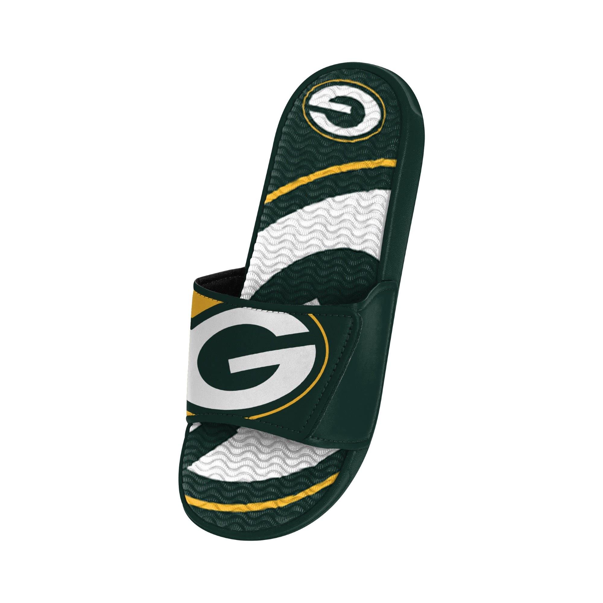 FOCO Green bay Packers NFL Colorblock Big Logo Gel Slide Green Yellow Badelatschen Hausschuhe