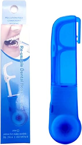 Miniatura 3 de Koouood Soporte de hilo dental reutilizable, 98.4ft de largo, fácil de llevar, azul, 4.33 x 0.63 x 1.1 pulgadas
