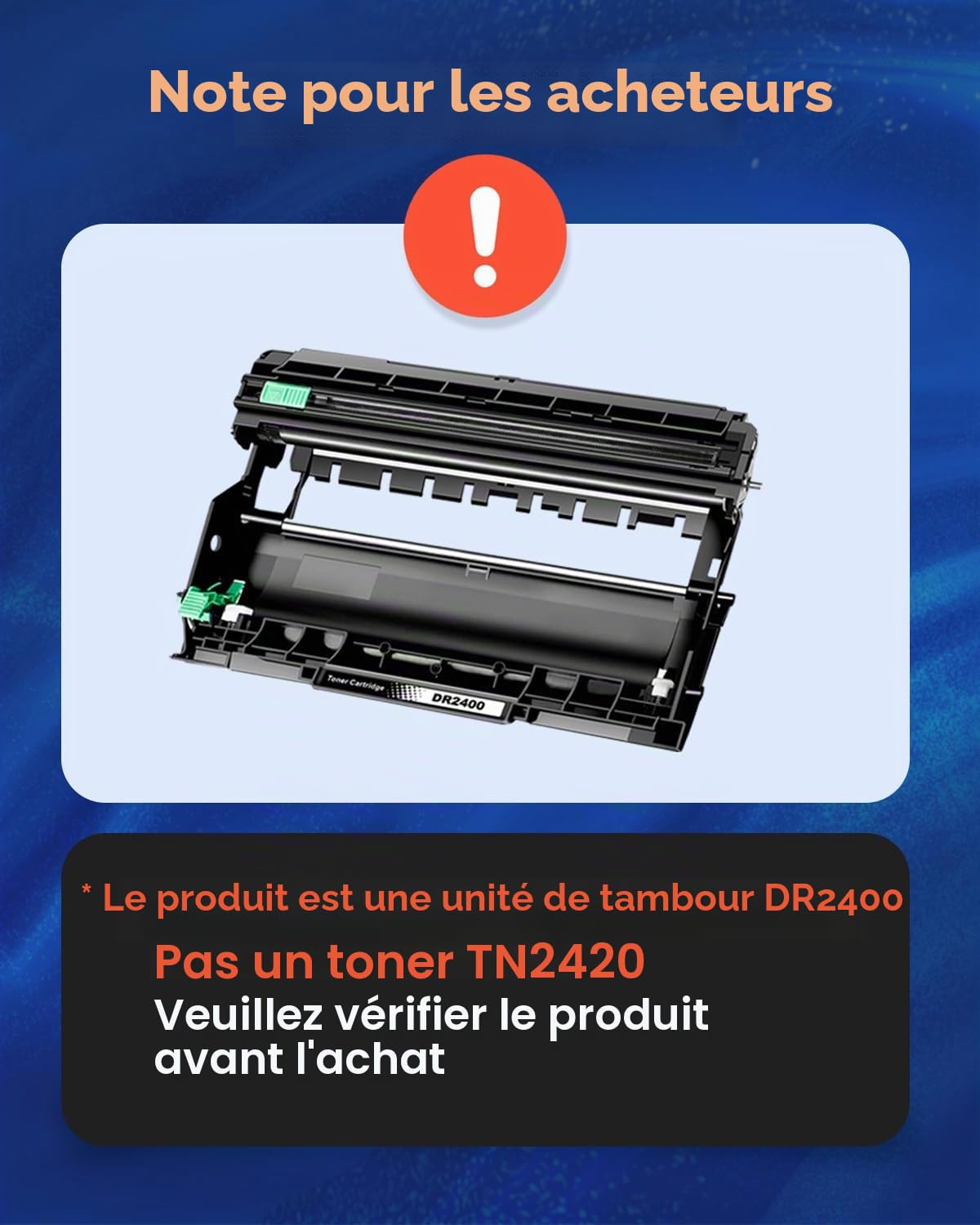 Skydo DR2400 DR-2400 Tambour Compatible pour Brother DR2400 DR-2400 pour Brother HL-L2310D HL-L2350DN HL-L2370DN HL-L2375DW DCP-L2510D DCP-L2530DW MFC-L2710DN MFC-L2730DW MFC-L2750DW(Pas de Toner)