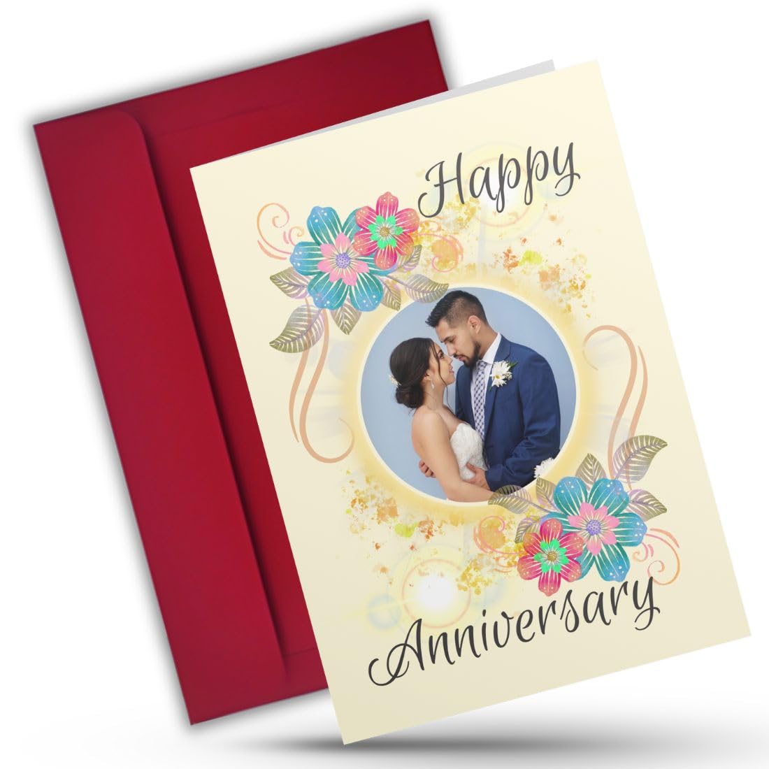 AanyaCentric Wedding Anniversary Gift - Printed Photo Greeting Card A5 Size with Handmade Envelope - Perfect Marriage Anniversary Card for Husband or Wife - Love Greeting and Gift