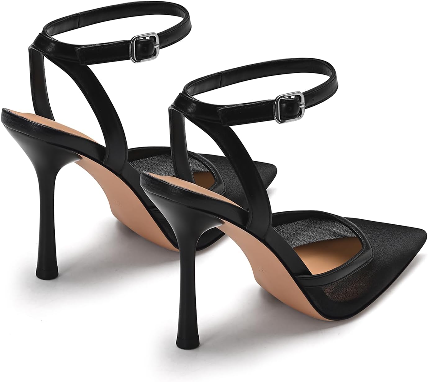 Mesh Kitten Heels for Women Pointed Closed Toe Mule Heeled Sandals Sexy Slip On Dress Pumps - Image 7