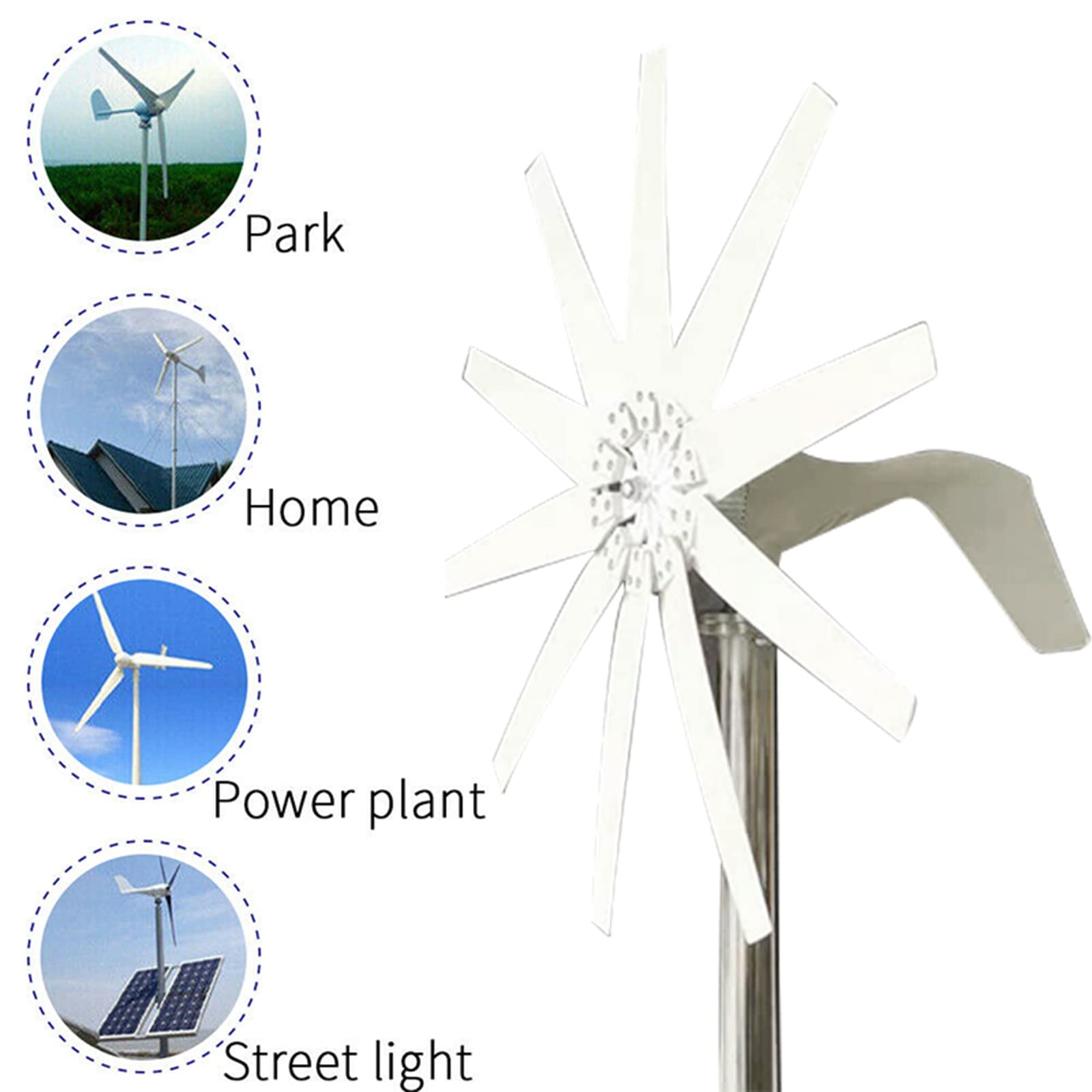 Kit Generatore Eolico Ad Asse Verticale Off-Grid Da 20000 W, Generatore Di Energia Eolica Da 12 V, 24 V, 48 V con Regolatore Ibrido Eolico-Solare per Uso Domestico