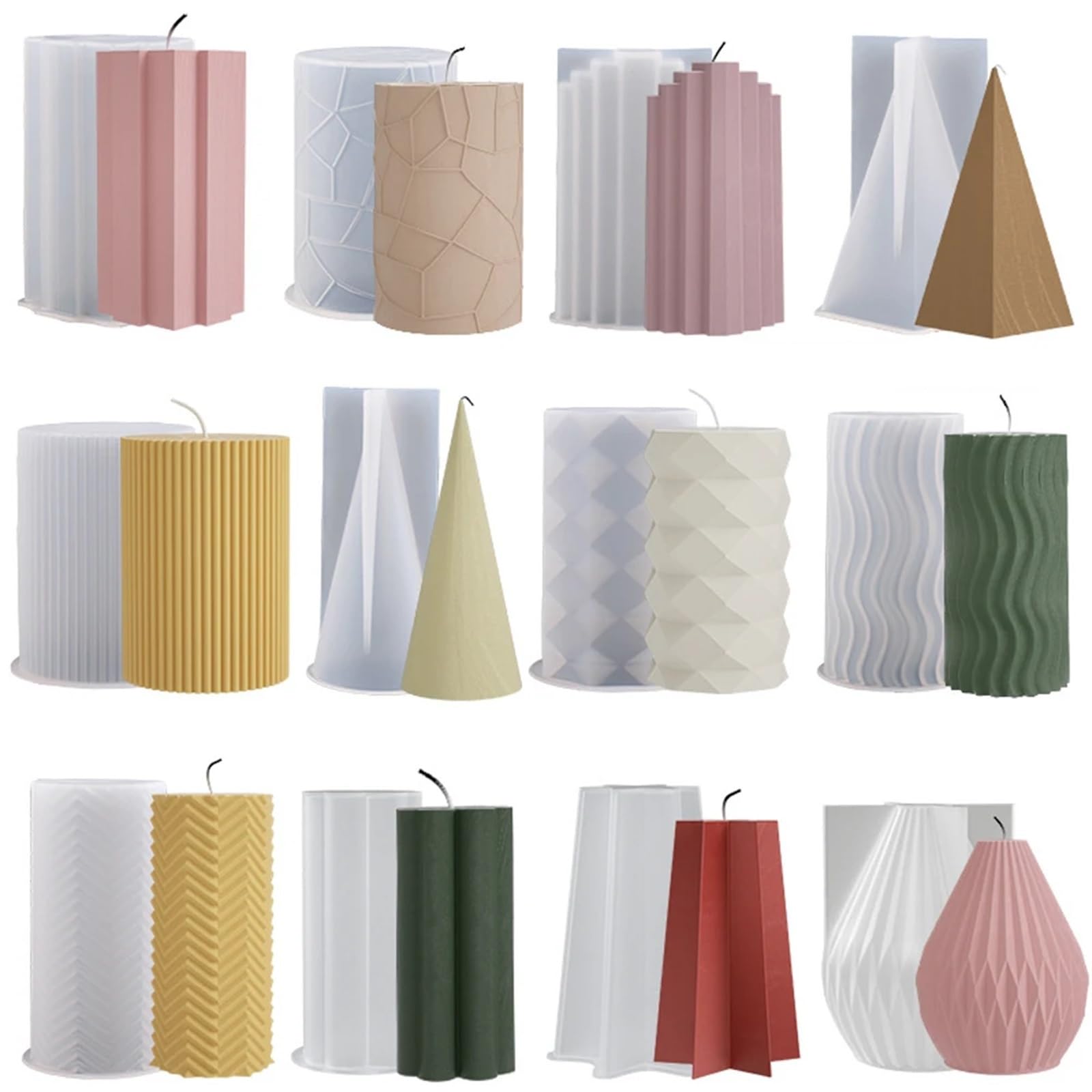 Molde de silicona para velas, Molde de vela silicona con rayas cilíndricas, bricolaje, for velas, jabón, resina, manualidades, Multicolor(E)