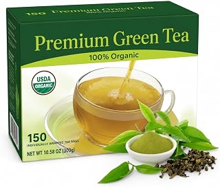 Bigelowss Premium Green Tea Bags, 100% Organic Green Tea, Individually Wrapped Tea Bags, Fresh & Smooth Flavor, Bulk Pack 150 Count
