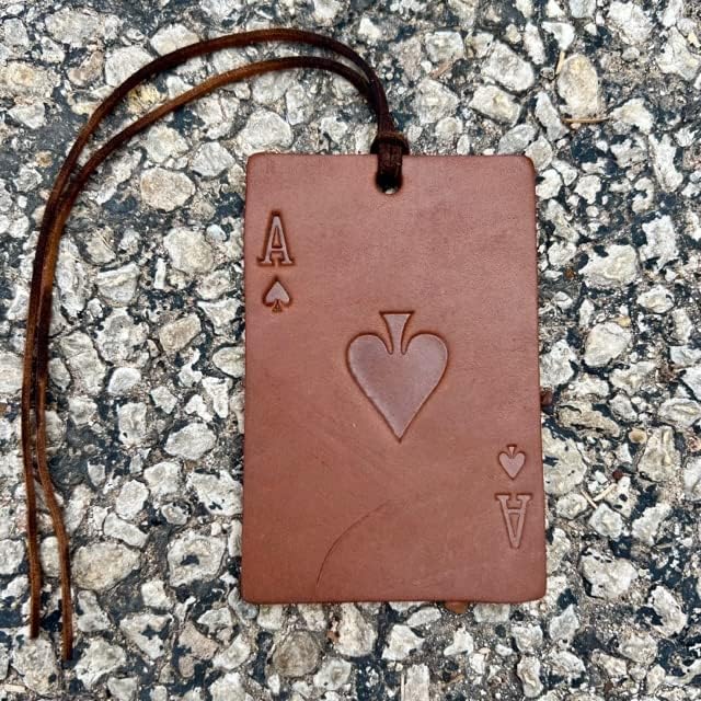 Air Flair | Leather Car Air Freshener | Rectangle Ace of Spades Brown - Leather Scent