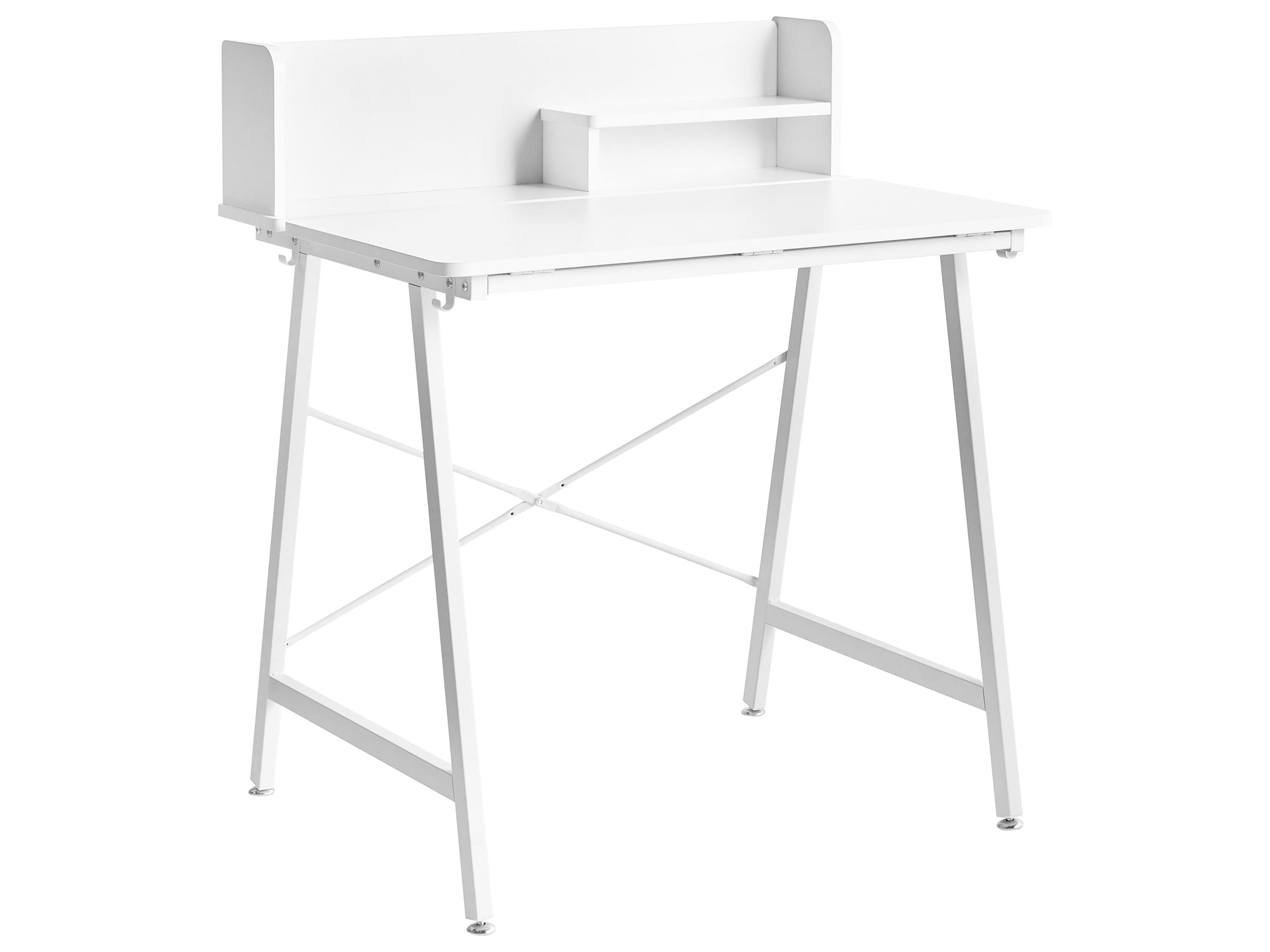 Beliani Bureau Moderne avec Plateau Inclinable Table à Dessin Pieds en Fer Crochets pour Câbles Blanc Aland