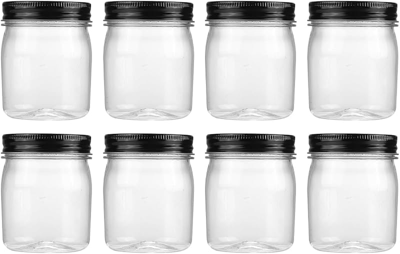 Frascos de plástico novelinks com tampas de rosca, 240 mL, transparentes, 8 unidades