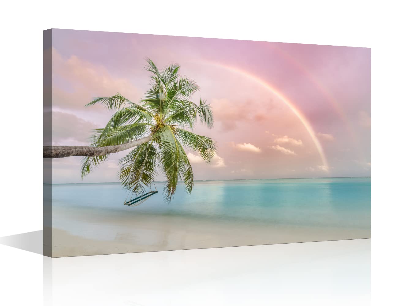TISHIRON Wall Art Sandy Beach Sunrise Pictures Painting on Canvas Wall Art Modern Framed Seaside Canvas Prints Ready To Hang(24X16in) — view 25