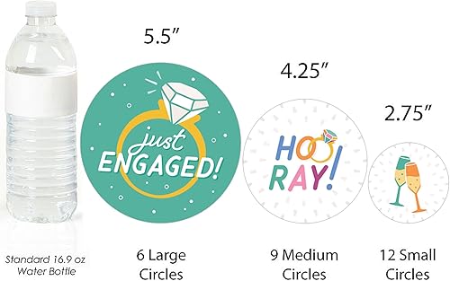 Miniatura 10 de Big Dot of Happiness Just Engaged - Confeti circular gigante para fiesta de compromiso, color blanco y negro, decoraciones para fiestas, confeti