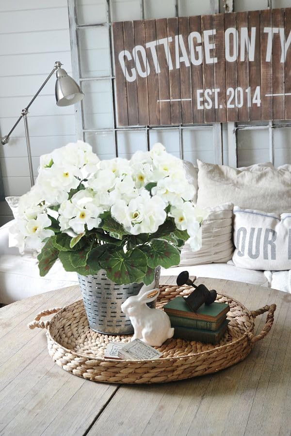 FERIAL 2Pcs Artificial Geraniums Silk Flowers Outdoor Artificial White Geranium Bush Faux Flowers Geraniums for Floral Home Decor Indoor Garden Patio Grave Cemetary Vase Table Centerpiece… - Image 7