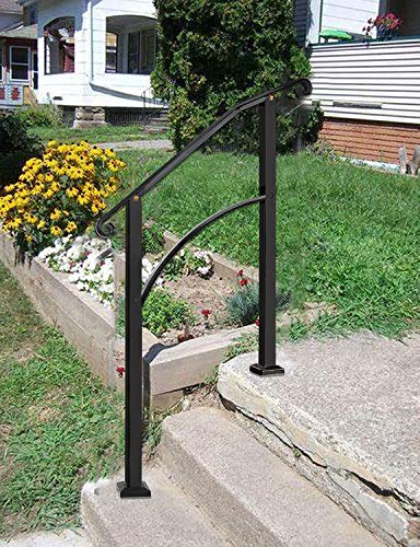 Handrails for Outdoor Steps, Black Handrail Arch,2 or 3 Steps Stair Handrail,Adjustable Outdoor Stair Railing with Installation Kit Hand Rails for Outdoor Steps