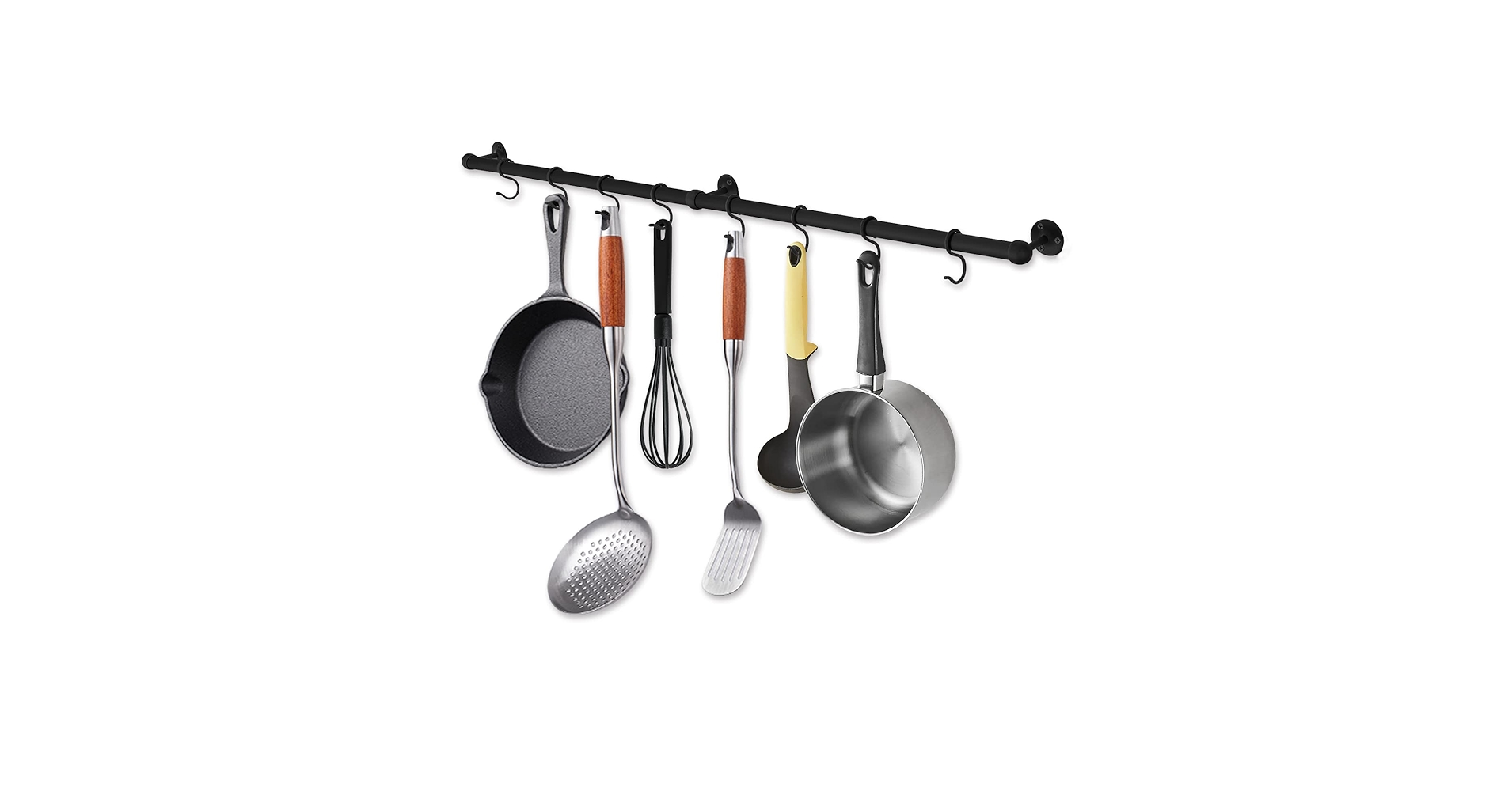 Dengofng Wall Mounted Aerospace Aluminum Kitchen Utensil Rail Rack Pot Lid Holder With S Hooks - For Hold Towel, Clothes, Kitchen Tool, Cookware, Utensil, Pots And Pans 4hooks/5hoks/6hooks Optional
