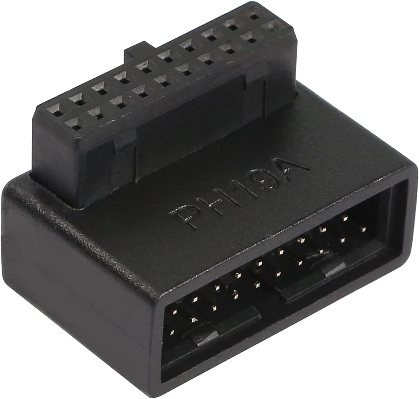 QIANRENON USB 3.0 19/20 Pin 90 Degree Adapter Male to Female L Turn Right Angle Socket for Desktop Motherboard Internal Connector Up Angled(PH19A)