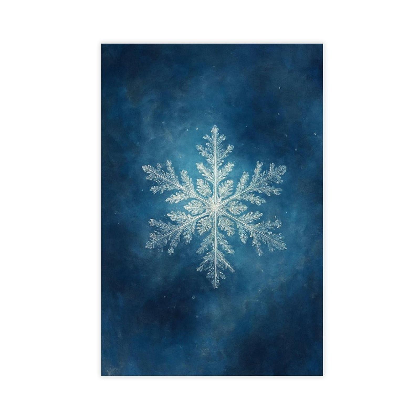 Qnvjqkdsi Unframe Blue Snowflake Art Canvas Poster Bedroom Decor Landscape Office Room Decor Gift 8" L X 12" W