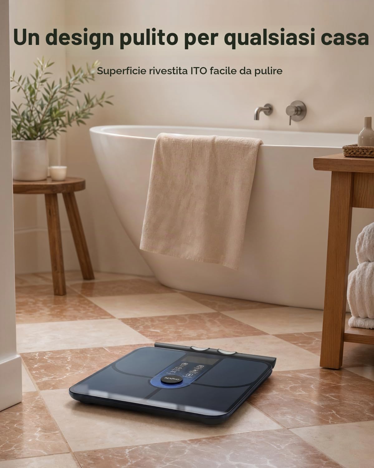 RENPHO MorphoScan Lite, Bilancia Impedenziometrica 8 Elettrodi con Maniglia | Analisi segmentale avanzata con 8 elettrodi, oltre 50 dati corporei, riconoscimento utenti, display 7 giorni, 180 kg