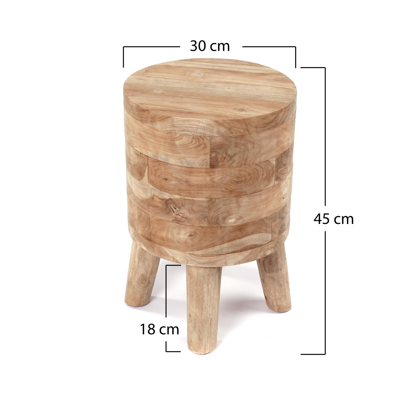 Sgabello Novi | Teak, 45x30 cm | Sgabello Rotondo in Teak, Sgabello in Legno, Sgabello per Piante, tavolino, per sedersi, per Fiori, Sgabello Laterale