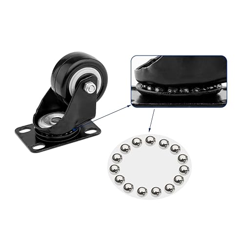 Miniatura 4 de ULIFESTAR 4 ruedas giratorias de goma sintética de 2 pulgadas, ruedas giratorias de goma sintética con placa superior y rodamiento fuerte, total de