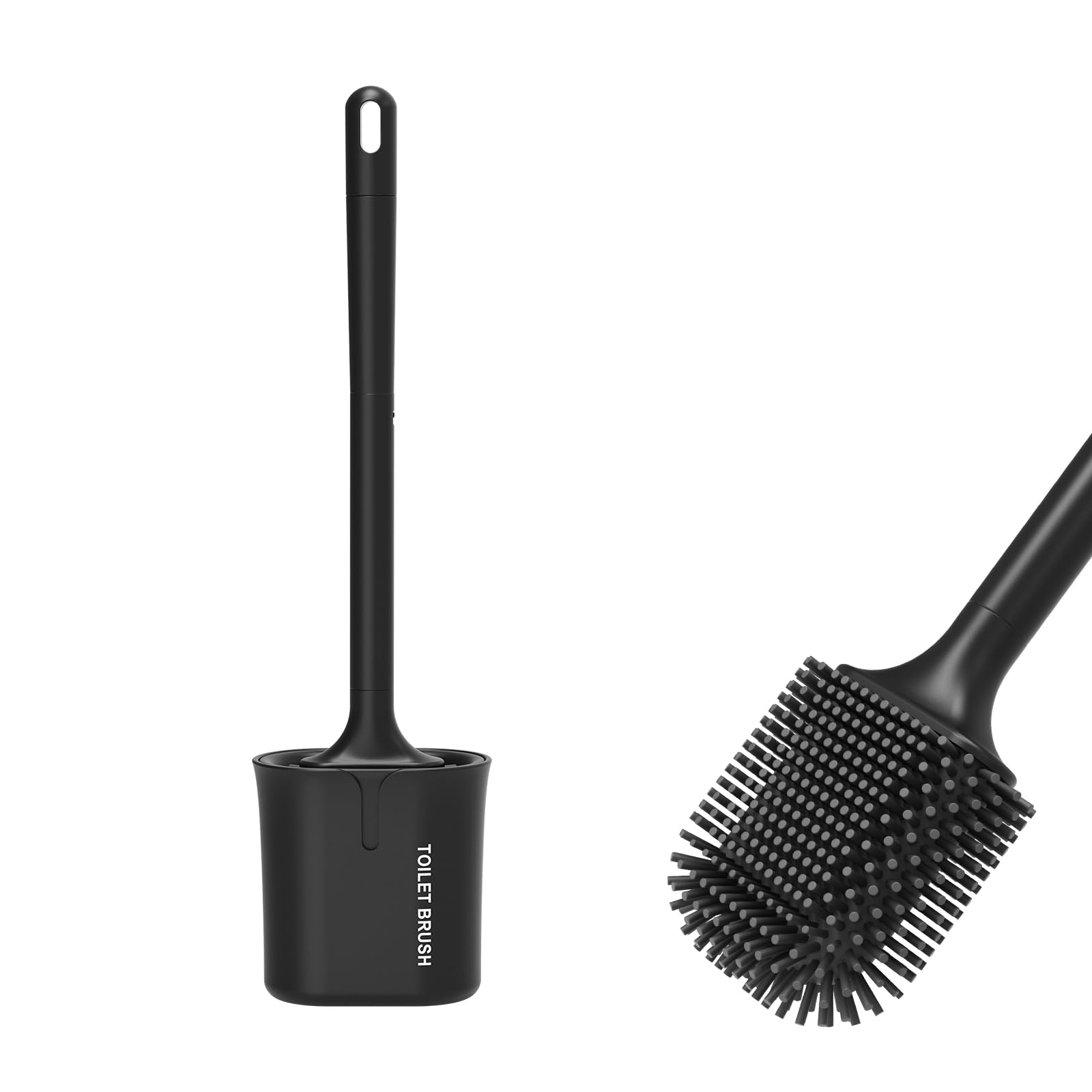 Ibergrif M34156B Black Silicone Toilet Brushes Holders Cleaner Brush Set